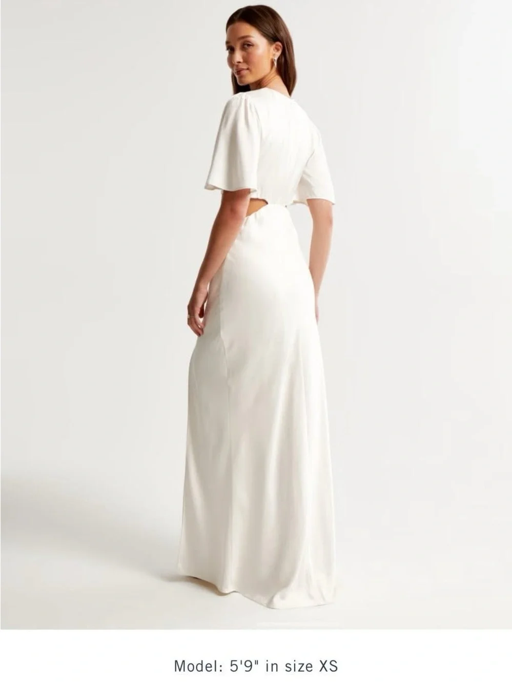 Elegant Ivory Satin Jumpsuit with Front Ring Detail